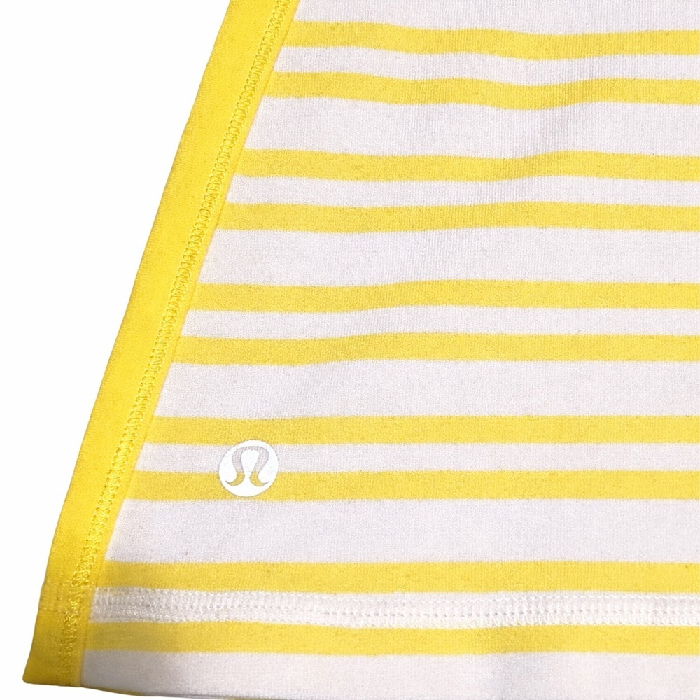 Lululemon Hip To Be Zen Halter Top Yellow White Stripe Size 8 - Picture 4 of 12